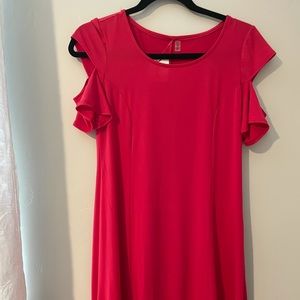Super cute red dress w/ off the shoulder!